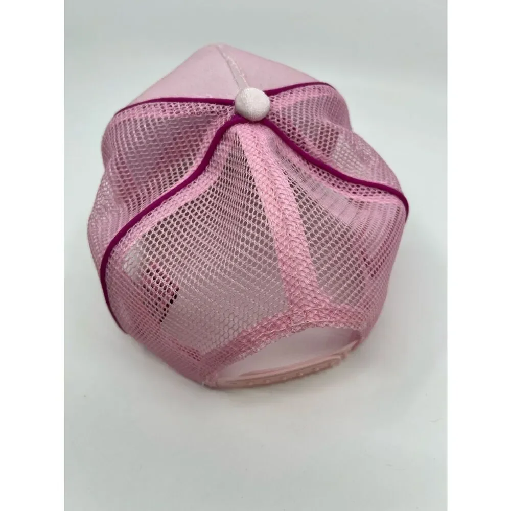 Juicy Couture Kid’s Baseball Cap Pink Velour with Jeweled Logo Trucker Mesh